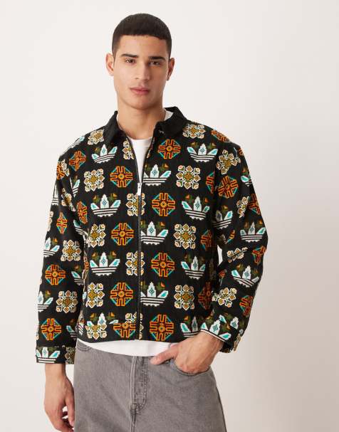 adidas Originals Trefoil graphic jacket in black multi - view 1