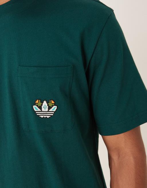 adidas Originals Trefoil graphic t-shirt in dark green