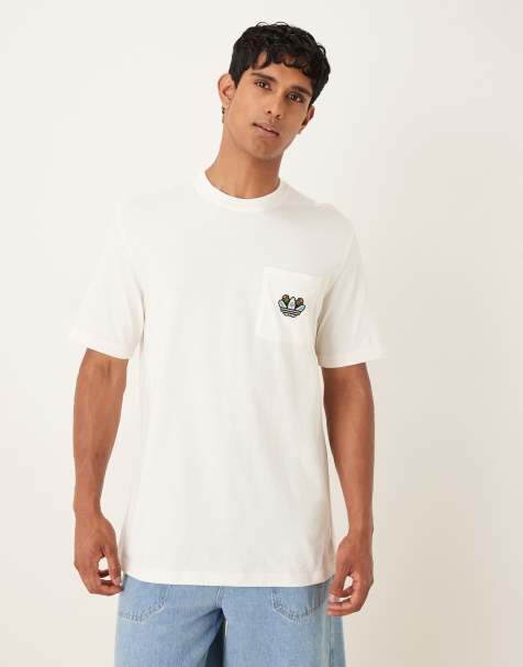 adidas Originals Trefoil graphic t-shirt in off white