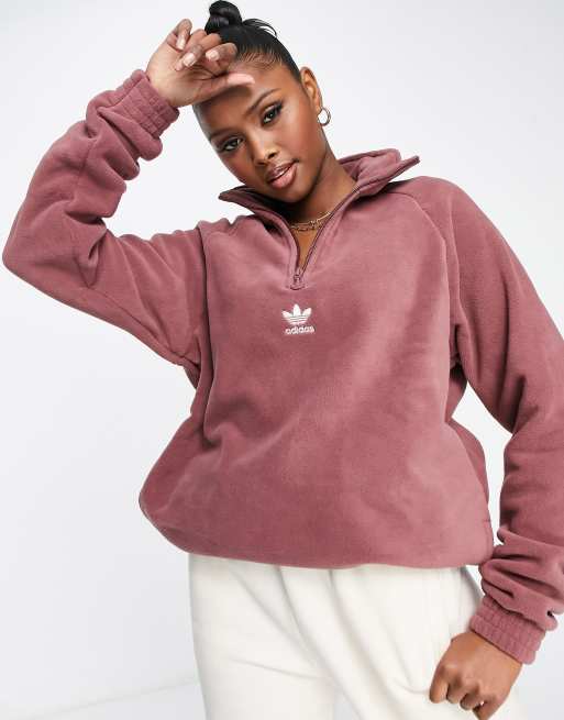 Sentirse mal Torrente arrebatar adidas Originals trefoil half zip fleece in mauve | ASOS