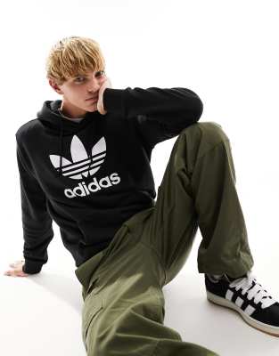 Adidas Originals Trefoil hoodie in black - ASOS Price Checker