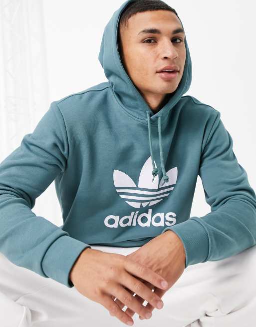 Adidas originals outlet trefoil hoodie green