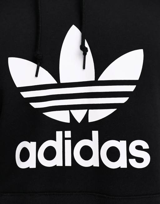 adidas Originals trefoil hoodie with large center logo in black ASOS