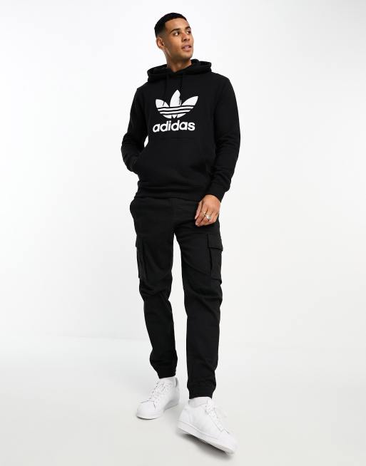 Mens black adidas outlet trefoil hoodie