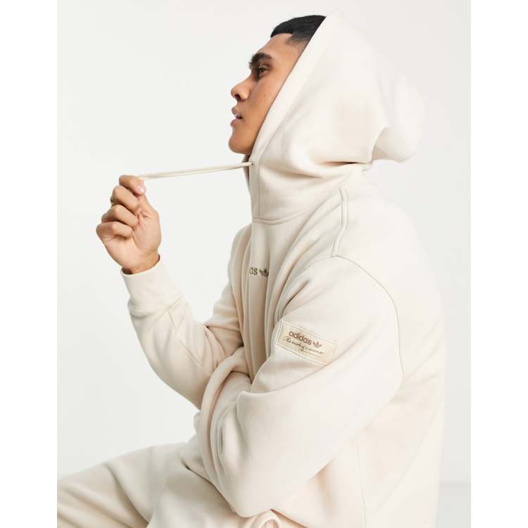 adidas Originals Trefoil Linear hoodie in beige with arm patch