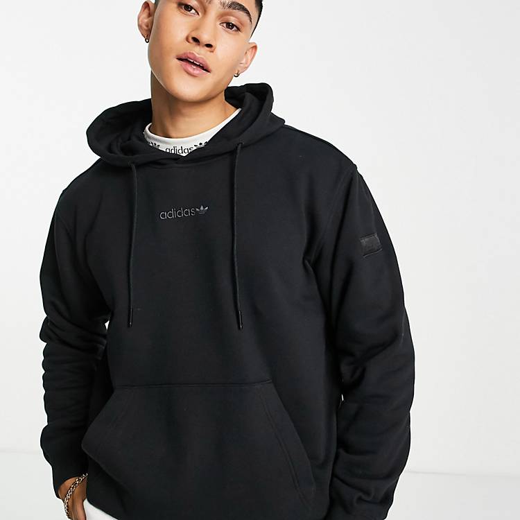adidas Originals \'Trefoil Linear\' hoodie in black with arm patch | ASOS