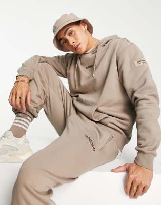 adidas Originals \'Trefoil Linear\' premium hoodie in chalky brown with arm  patch | ASOS