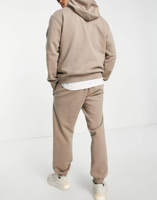 adidas Originals 'Trefoil Linear' premium joggers in chalky brown with leg  patch