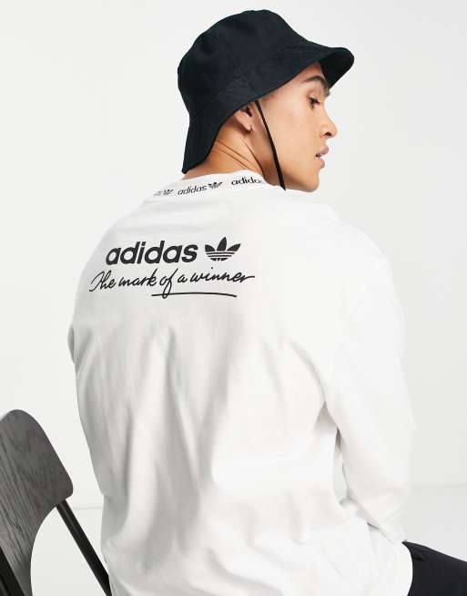 adidas Originals - 'Trefoil Linear' premium - Top met lange mouwen in wit met print op de achterkant