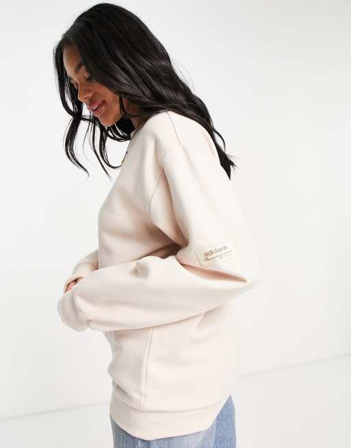 adidas Originals - Trefoil Linear - Råhvid sweatshirt