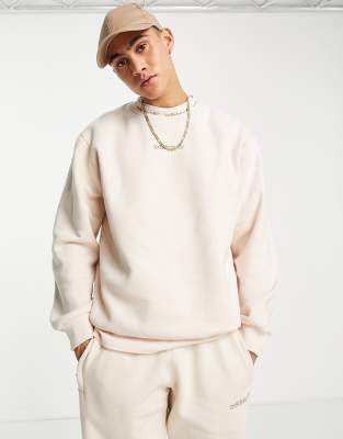 adidas Originals Trefoil Linear sweatshirt in beige with arm