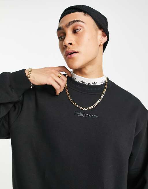 adidas Originals Trefoil Linear sweatshirt in black with arm patch ASOS