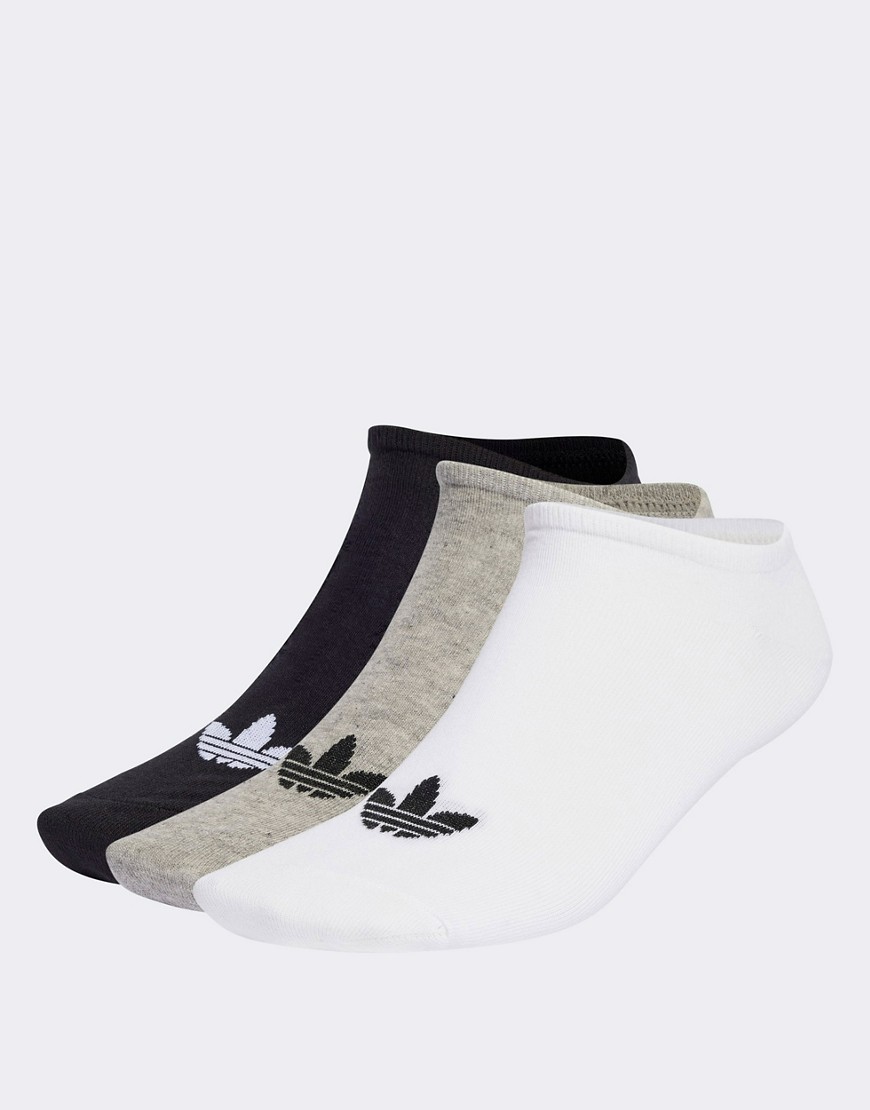 adidas Originals Trefoil Liner Socks 6 Pairs in White, black & grey