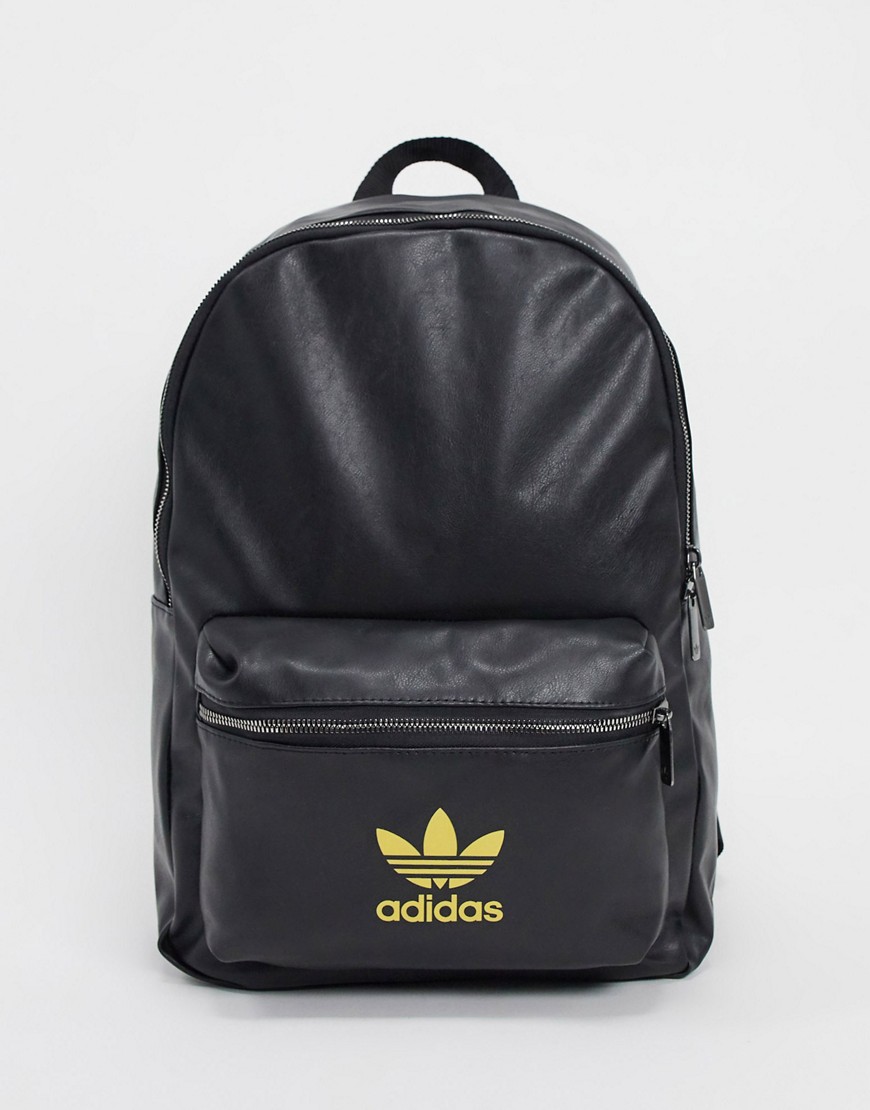 Adidas Originals Trefoil logo backpack in black and gold-Multi