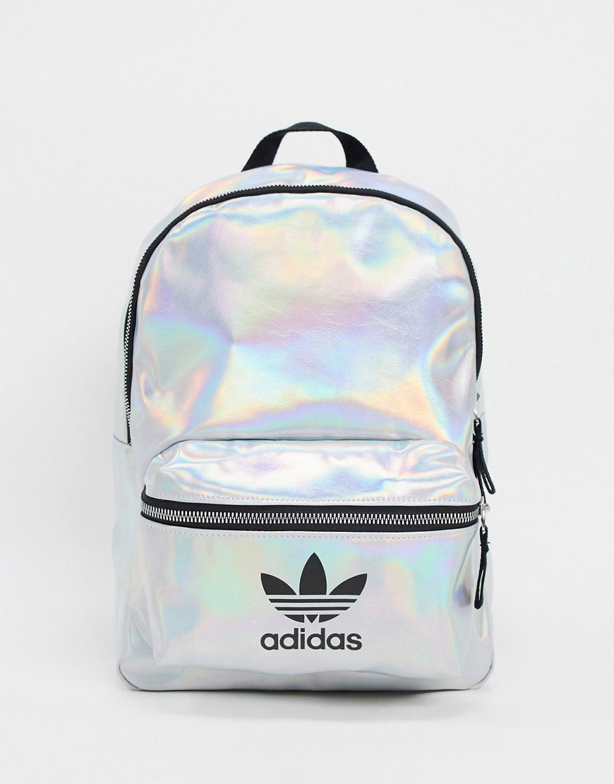 Adidas Originals Trefoil logo backpack in metallic silver