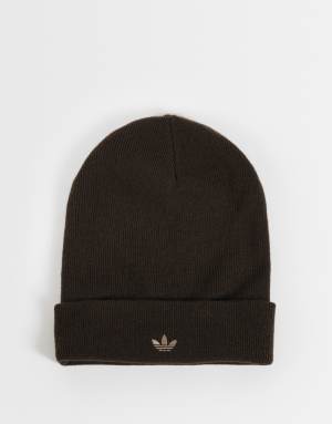 adidas Originals trefoil logo beanie in brown