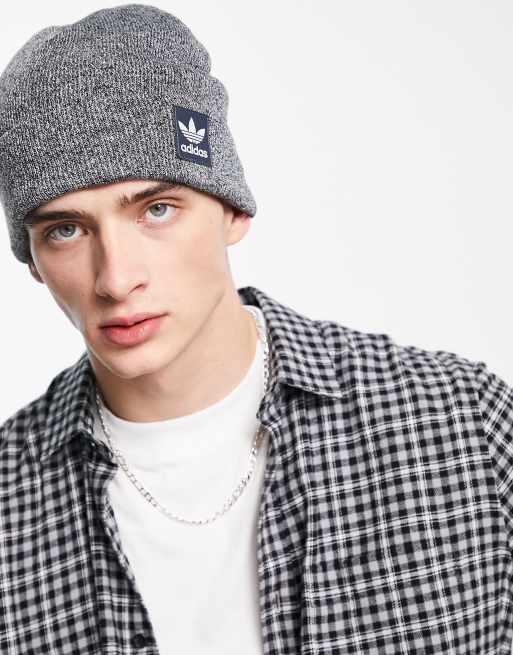 adidas Originals Trefoil logo beanie in gray