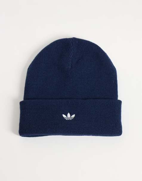 adidas Originals trefoil logo beanie in navy - view 1