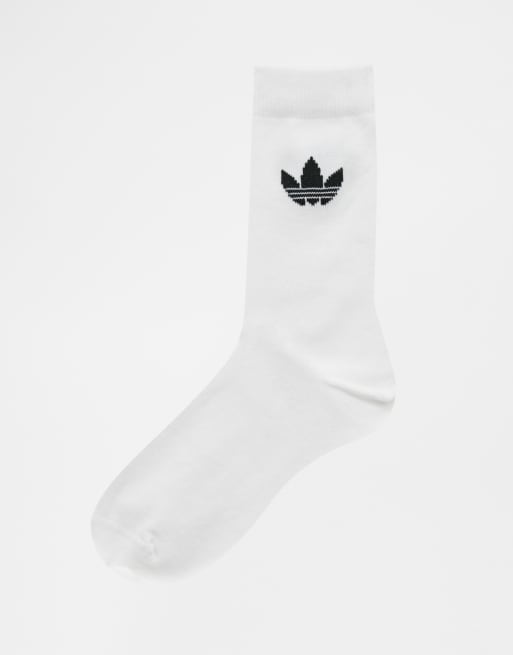 adidas Originals trefoil logo crew 2 pack socks in white