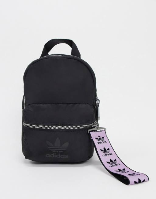 adidas Originals trefoil logo mini backpack in black and lilac