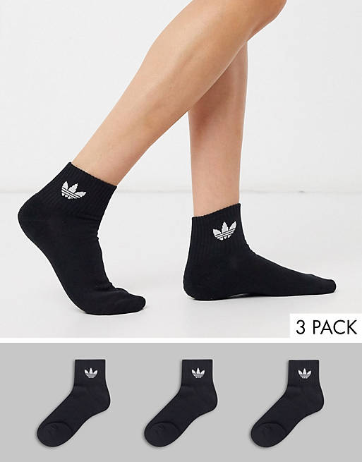 adidas Originals trefoil logo multi pack socks in black