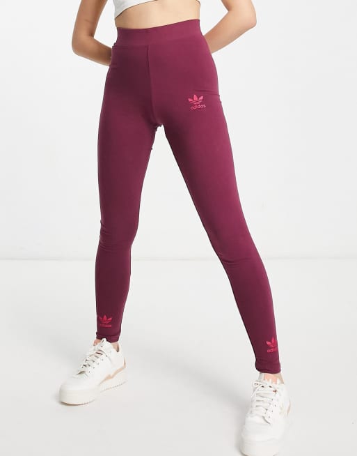 adidas Originals trefoil logo play leggings in crimson