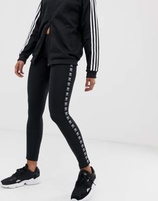 adidas originals trefoil logo print legging in black