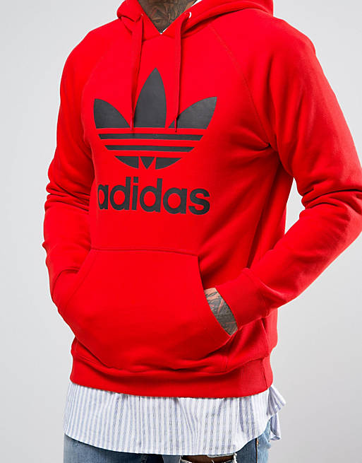 adidas Originals Trefoil Logo Pull Over Hoodie In Red BK5877 | ASOS
