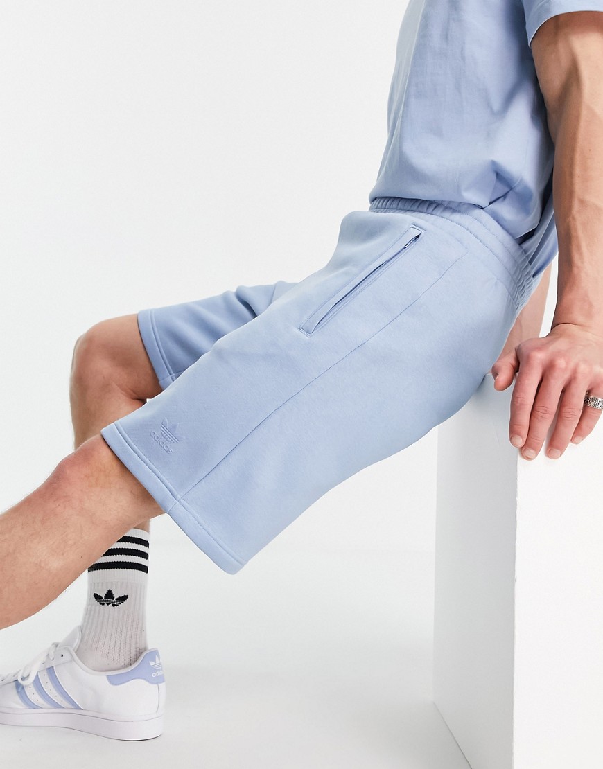 adidas Originals trefoil marshmallow shorts in sky blue-Blues