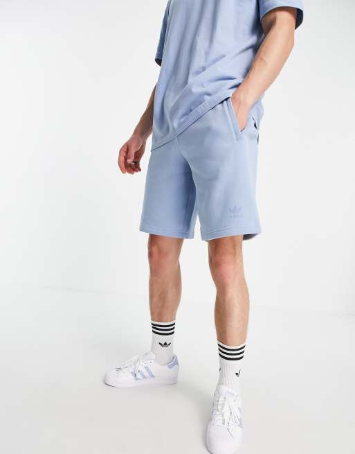 adidas Originals trefoil marshmallow shorts in sky blue