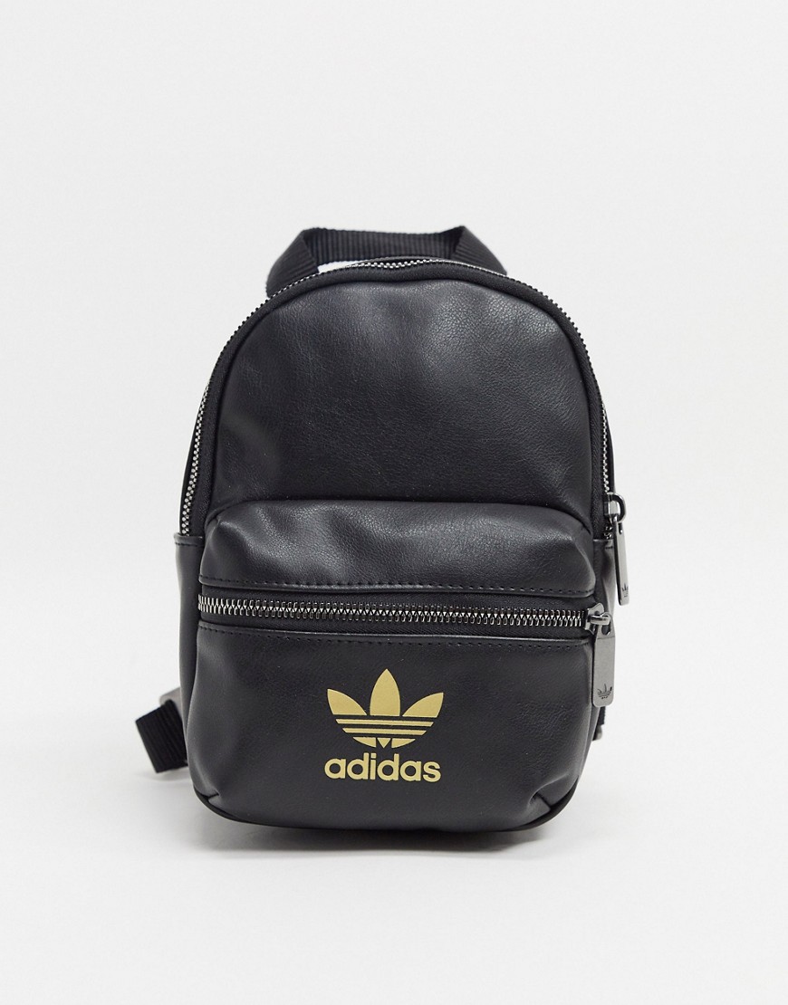 Adidas Originals trefoil mini backpack in black and gold-Multi