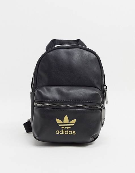 adidas Originals trefoil mini backpack in black and gold