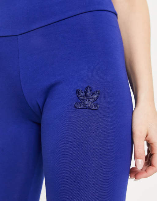 adidas Originals Trefoil moments 7/8 ribbed leggings in blue