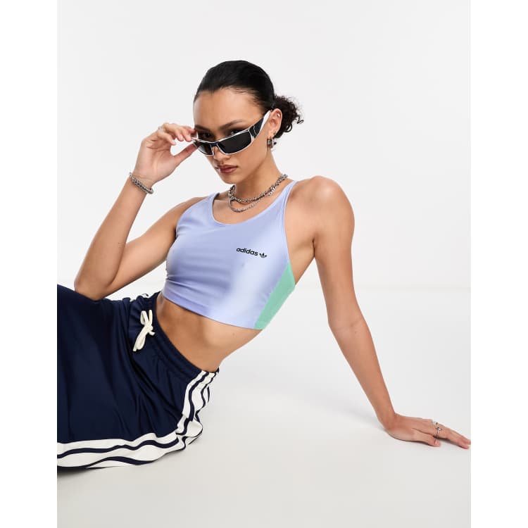 adidas Training Techfit color block mid-support sports bra in black and  white