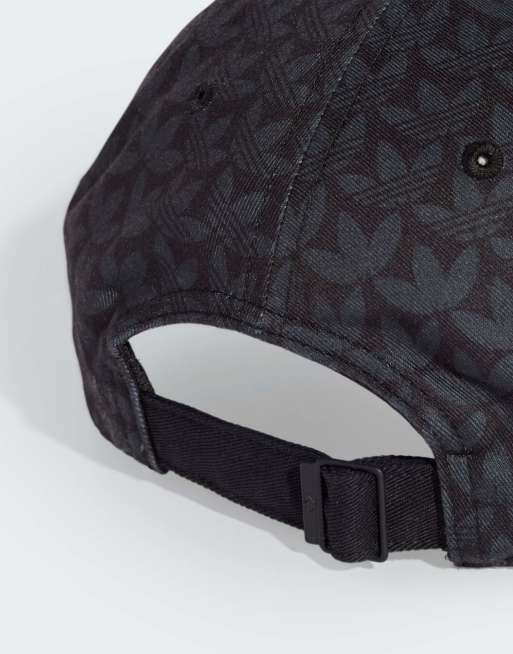 adidas Originals Trefoil monogram cap in black / cloud white