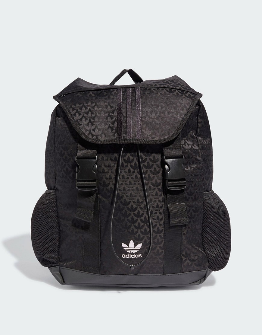 adidas Originals Trefoil monogram jacquard backpack in black