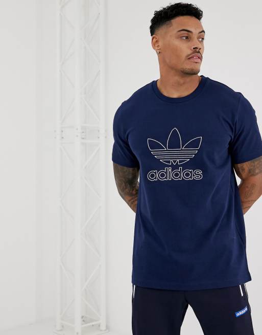 adidas Originals trefoil outline t shirt in navy