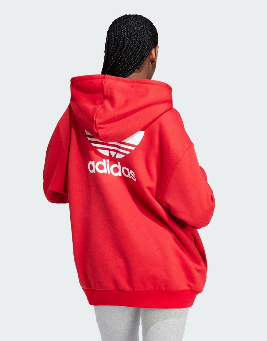 adidas Originals Trefoil oversized hoodie in red
