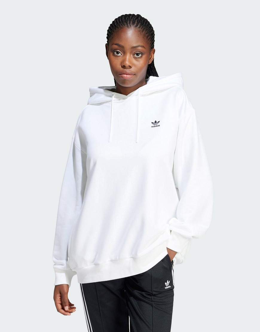 adidas Originals Trefoil oversized hoodie in white