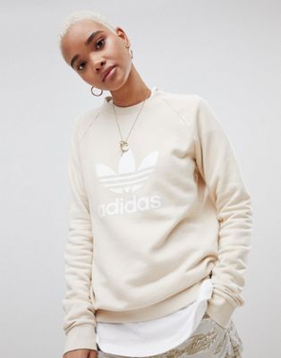 adidas Originals Trefoil Oversized Sweatshirt In Cream | ASOS