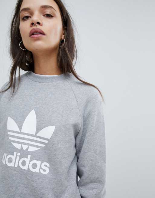 Originals Trefoil Oversized Sweatshirt Gray | ASOS