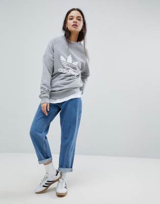 adidas originals trefoil oversized sweatshirt in cream