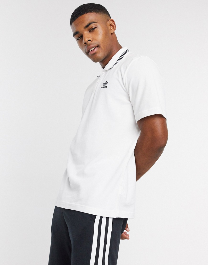 Adidas Originals Trefoil Pique polo top in white