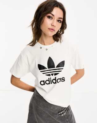 adidas Originals - Trefoil - Regulär geschnittenes T-Shirt in Weiß mit Dreiblattlogo