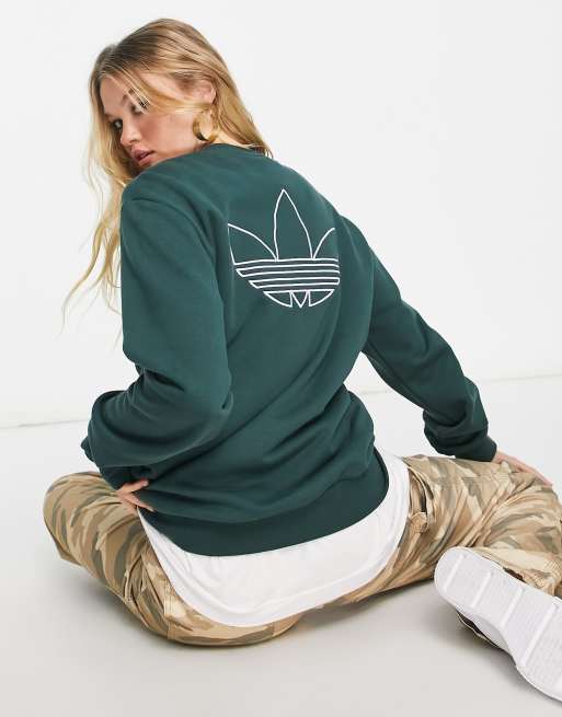 adidas Originals Trefoil series Hoodie met groot logo in collegestijl groen