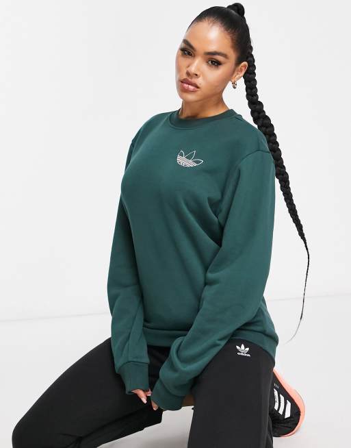 Adidas trefoil sweatshirt clearance green