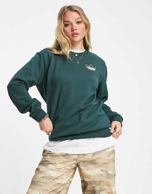 Adidas trefoil sweatshirt outlet green