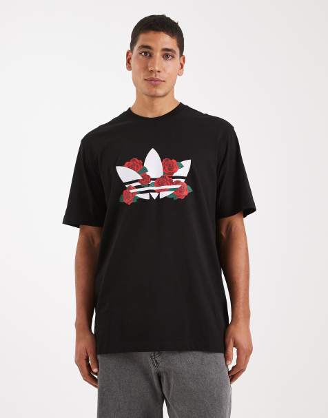 adidas Originals - Trefoil Series - T-shirt nera con logo a trifoglio con rose - view 1