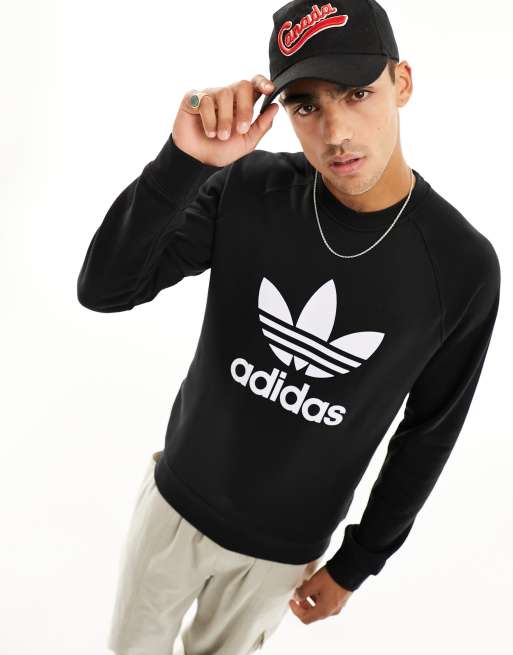  adidas Originals trefoil sweat with large center logo in black