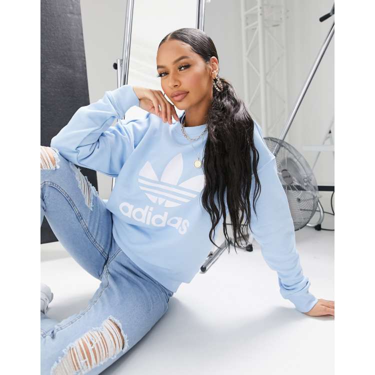 Blue and white clearance adidas sweatshirt